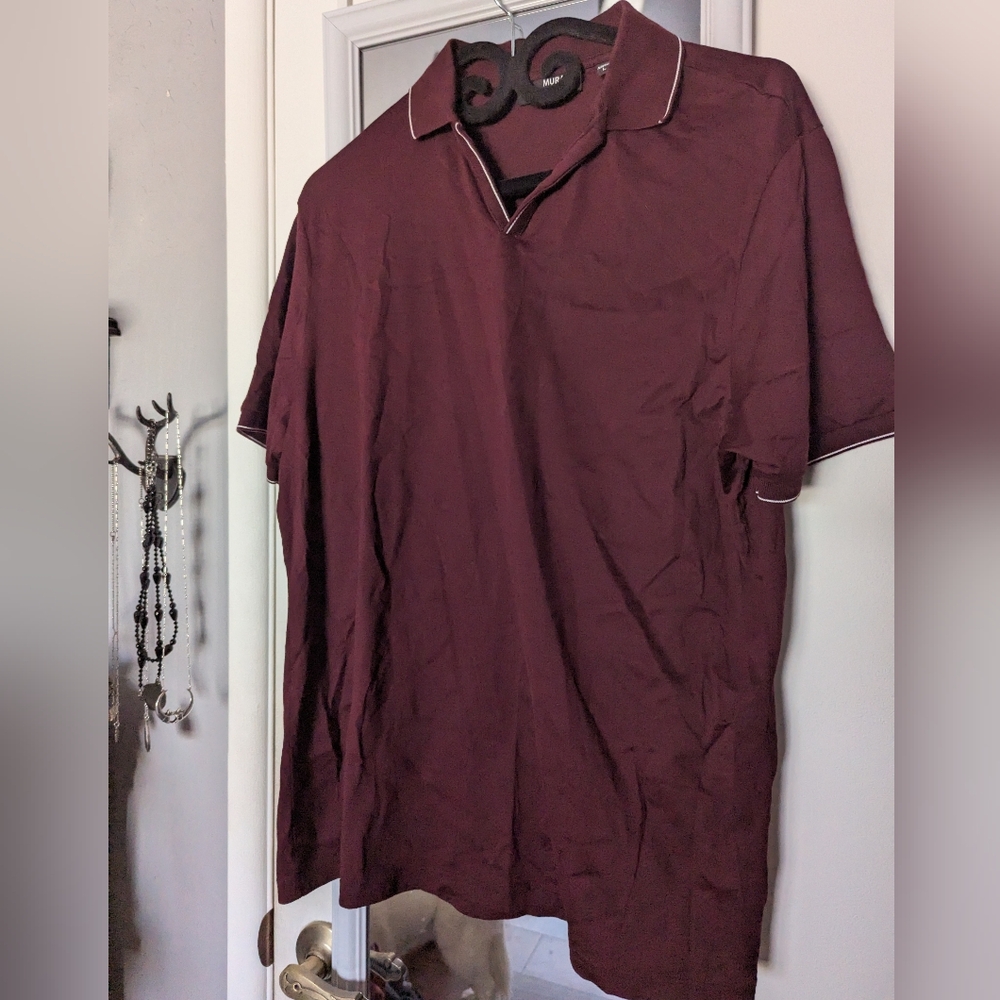 Murano Maroon Polo Shirt Soft Knit Short Sleeve